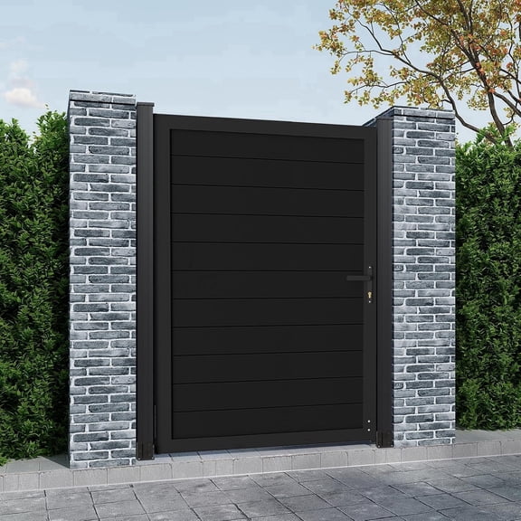 Mondaria 6 ft H x 4 ft W Aluminum Privacy Fence Gate (Posts Not Included), Outdoor Decorative Gate for Backyard, Garden and Pool