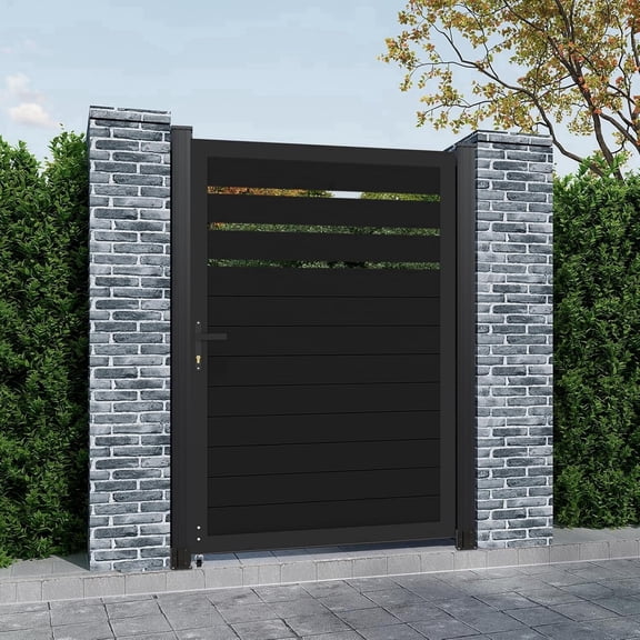 Mondaria 6 ft H x 4 ft W Aluminum Semi-Private Fence Gate (Posts Not Included), Outdoor Decorative Gate for Backyard, Garden and Pool