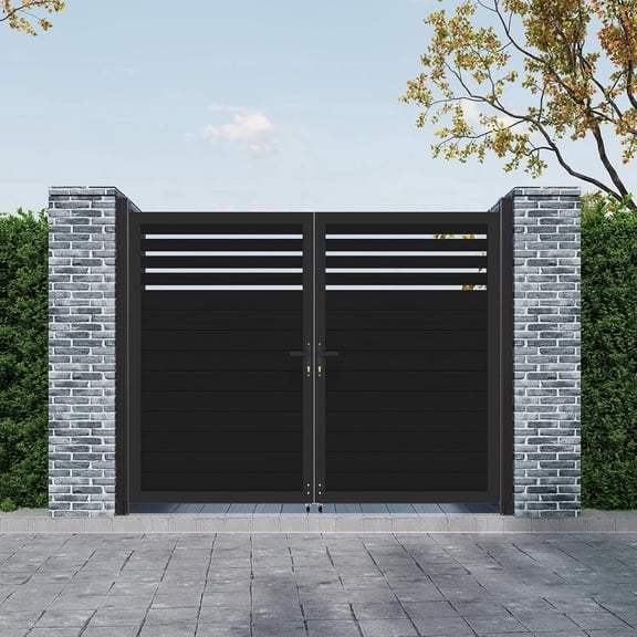 Mondaria 6 ft H x 8 ft W Aluminum Semi-Private Double Fence Gate (Posts Not Included), Outdoor Driveway Gate for Backyard, Garden and Pool