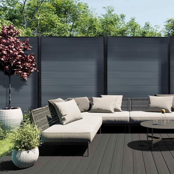 Mondaria 6 ft x 6 ft Privacy Fence Panel with 1 Post, WPC Composite Outdoor Fence for Backyard, Garden and Pool, Gray