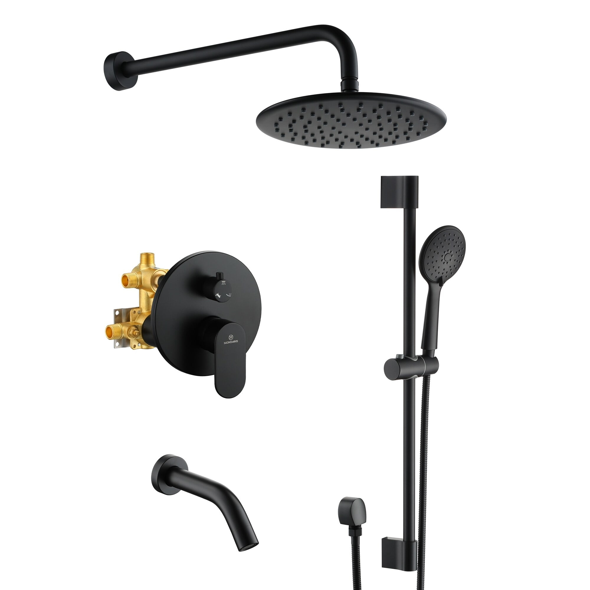Matte Black Adjustable Height Rain Shower System with Handheld