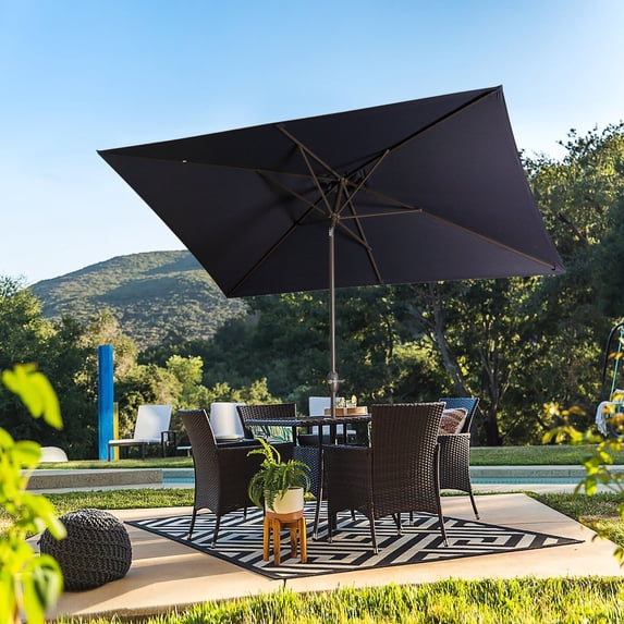 Mondawe 10' x 6'5 Patio Umbrella Navy Blue Rectangular Market Umbrella