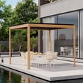thumbnail image 1 of Mondawe 10'x10' Louvered Pergola, Outdoor Aluminum Pergola with Adjustable Rainproof Roof for Porch ,Deck, Patio, Garden, Wood Grain Color, 1 of 10