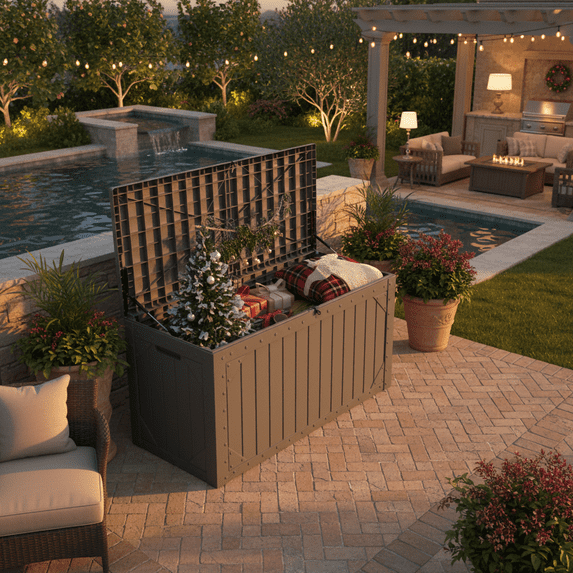 Mondawe 100 Gal. Waterproof Outdoor Resin Storage Deck Box with Lockable Lid