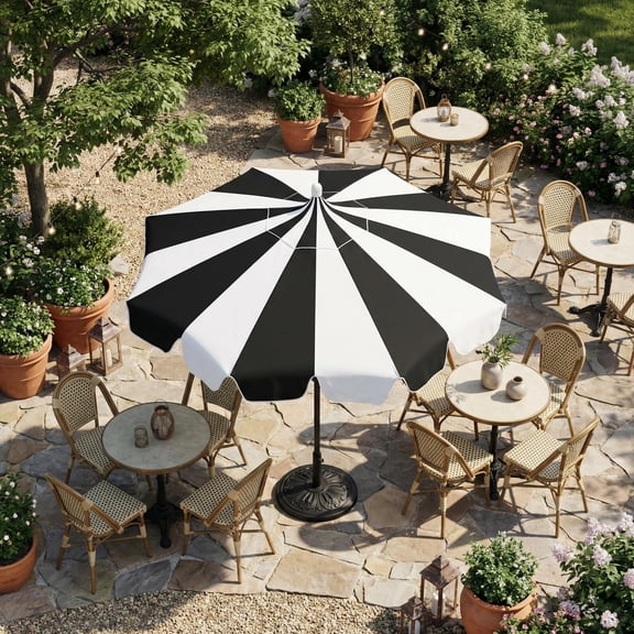 Mondawe 10FT European Pagoda Style Patio Umbrella, Wind-Resistant & UV Protection, Fashionable Color Block Design with Pinewood Top Decoration
