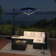 thumbnail image 1 of Mondawe 10x10Ft Outdoor Rectangular Cantilever Umbrella Large Offset Umbrella Heavy Duty Sun Umbrella for Garden Deck Pool Patio,Included Fillable Base and LED Lights-Navy, 1 of 13