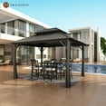 thumbnail image 1 of Mondawe 10x12 ft Hardtop Gazebos Outdoor Patio Gazebo with Netting,Hardtop Pergola 2-Tier Aluminum Canopy, Black, 1 of 9