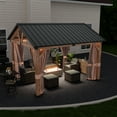 thumbnail image 1 of Mondawe 11'x13' Hardtop Gazebo,Aluminum Patio Permanent Pavilion with Curtains and Nettings,Outdoor Shade with Metal Steel Gable Roof for Garden, Porch, Lawns, 1 of 11