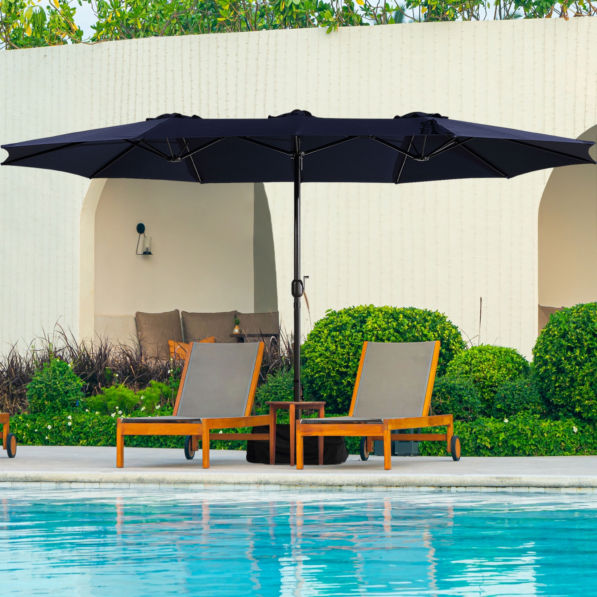 blue rectangular patio umbrella Blissun 10' Outdoor Market Table Umbrella with Push Button Tilt and Crank (Navy Blue) : Patio, Lawn & Garden The cantilever umbrella provides you with a cool space Mondawe 15ft Patio Umbrella Rectangular
