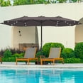 thumbnail image 1 of Mondawe 15ft Patio Umbrella Rectangular Outdoor Market Umbrella with Base and LED Lights Coffee, 1 of 7