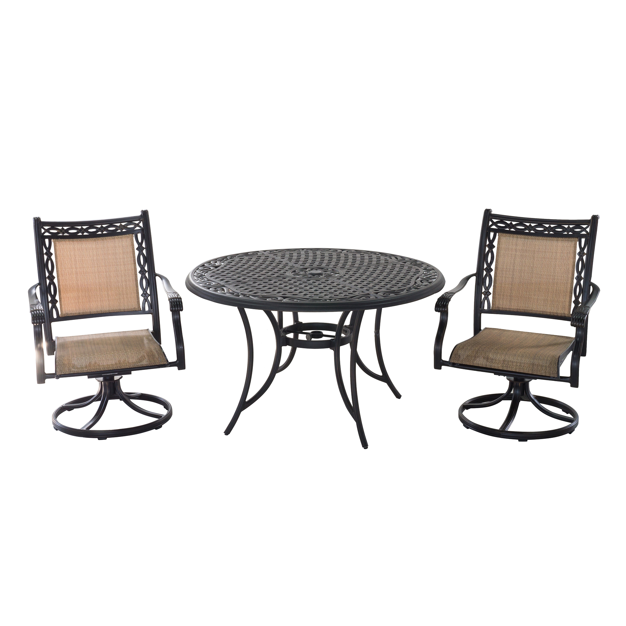 Mondawe 3Piece Outdoor Patio Cast Aluminum Swivel Sling Chair Set