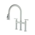 thumbnail image 1 of Mondawe 3 Way Spray Function Bridge Kitchen Faucet, 2 Handles Bathroom Faucets for Sink, with Pull Down Sprayer 8" Widespread 360 Swivel Spout, 1 of 10