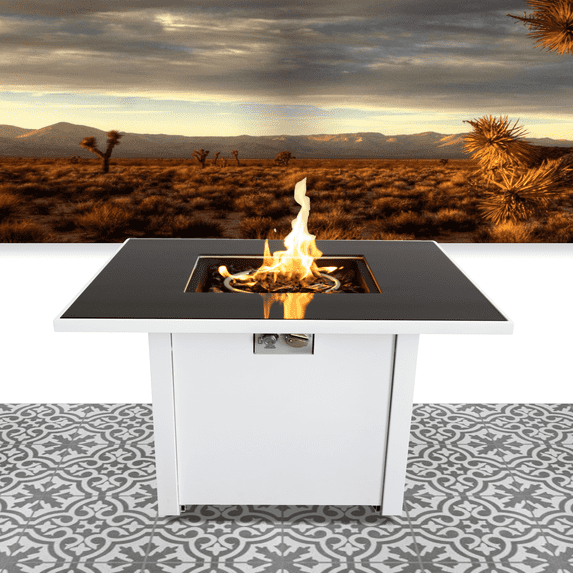 Mondawe 30 Inch White 40000BTU Propane Fire Pit Table
