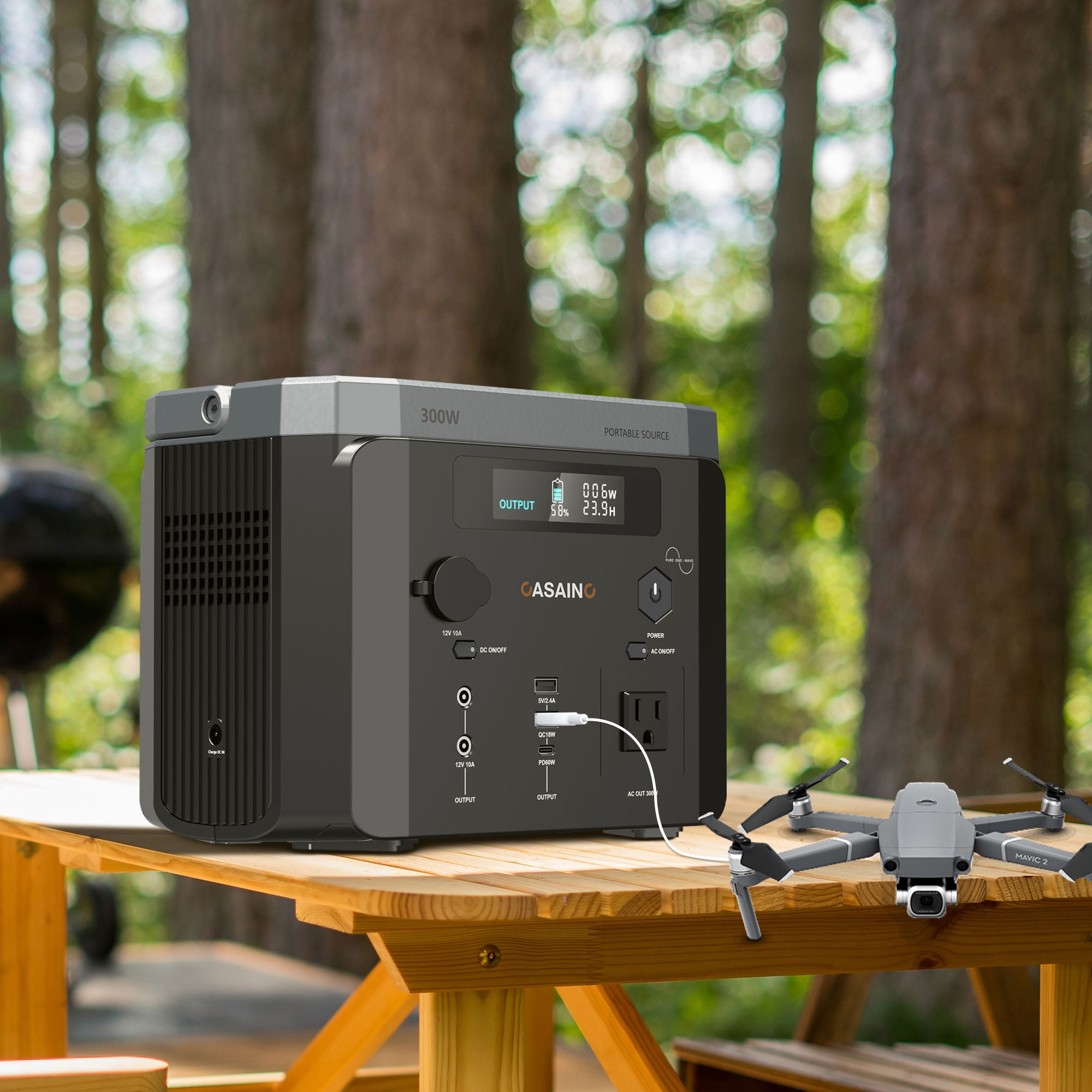 Mondawe 300W Portable Power Station 296Wh 20Ah Solar Generator w/LED Lighting for Outdoor Camping,RV Camping,Emergency,off-Grid