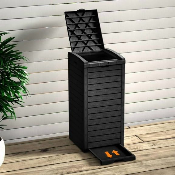 Mondawe 31 Gallon Large Outdoor Trash Can with Lid and Liquid Drawer