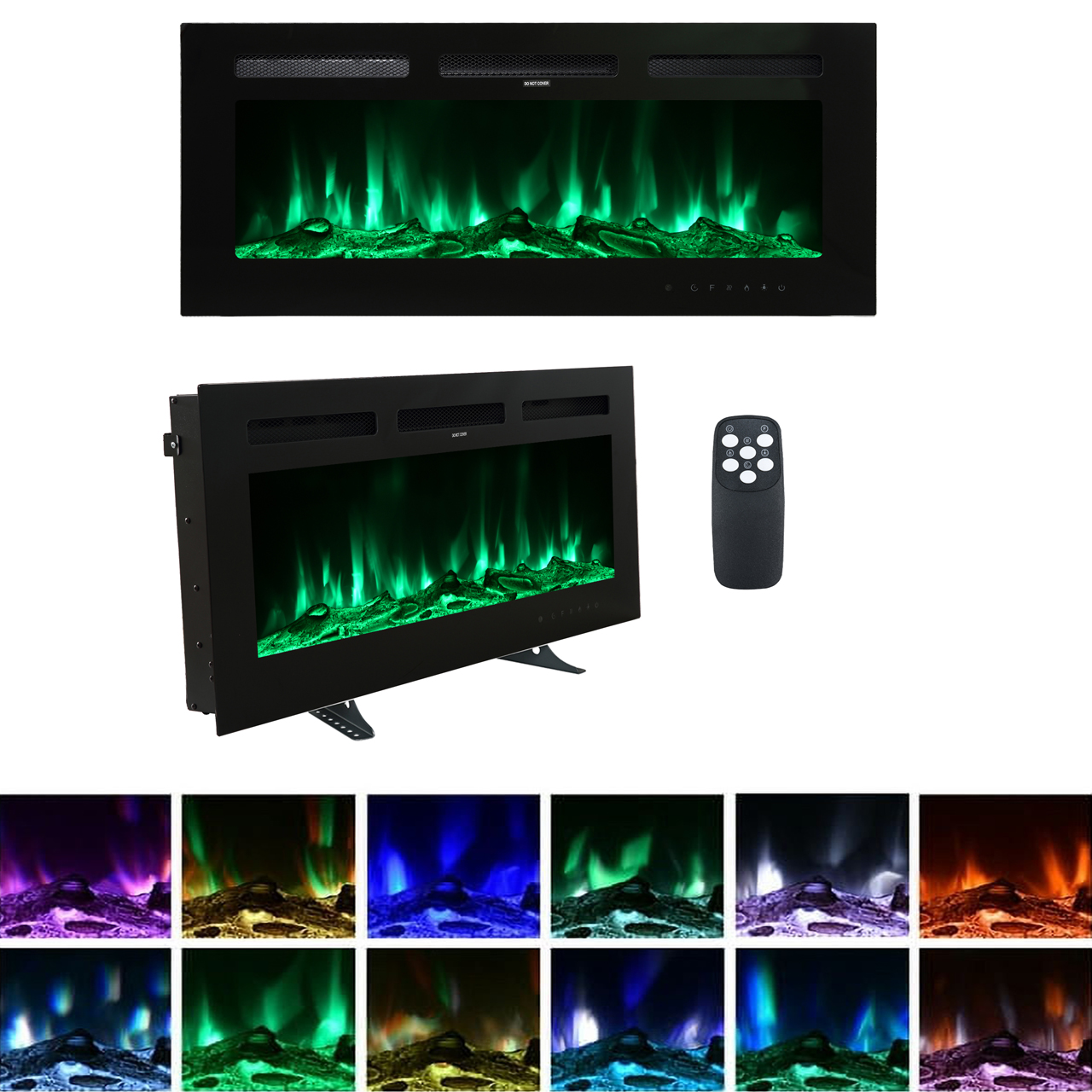 Mondawe 36" Electric Fireplace Inserts Recessed and Wall Mounted