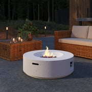 Mondawe 36" Propane Fire Pit 40,000 BTU Outdoor Round Fire Pits with Cover and Pulse Ignition, Outdoor Heating for Patio Garden Backyard,White