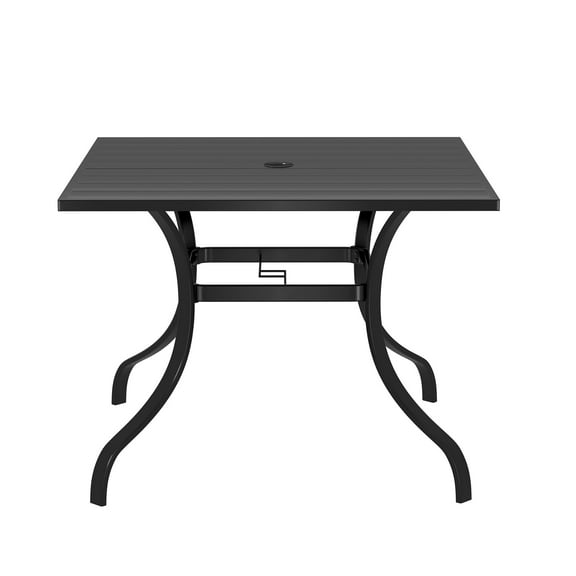 Mondawe 36*36inch Steel Square Outdoor Dining Table with 1.65" umbrella hole, for Backyard, Patio, Deck or Porch Gathering