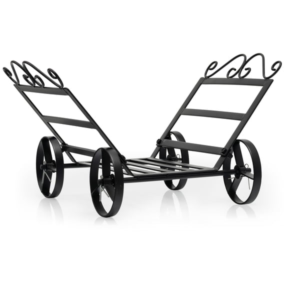 Mondawe 4-Wheel Decorative Firewood Rack with Rustproof Steel Frame