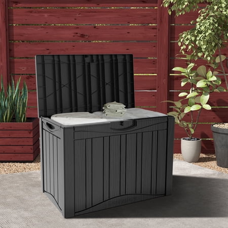 Mondawe 45 Gal Deck Box Resin for Patio Garden Furniture, Outdoor Storage Container