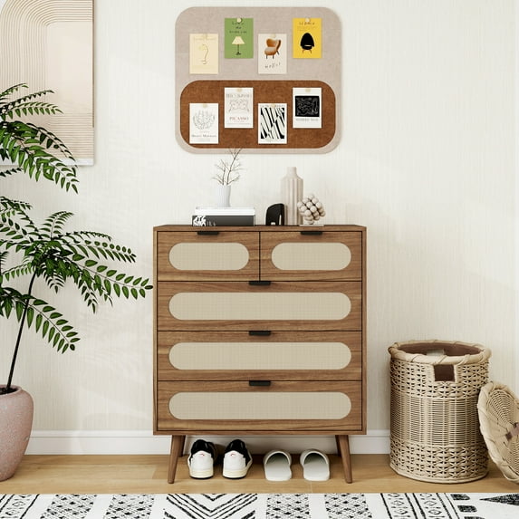 Mondawe 5 Drawer Cabinet, Accent Storage Cabinet, Suitable for Living Room, Bedroom, Dining Room, Study