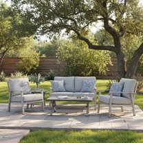 Mondawe 5-Piece Aluminum Patio Set: Washable Cushions, Weather-Resistant Sofa