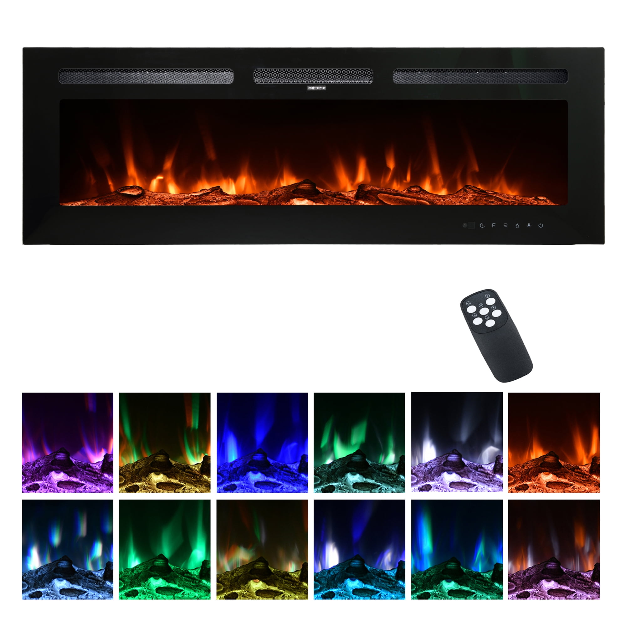 Mondawe 50" Electric Fireplace Inserts Recessed and Wall Mounted