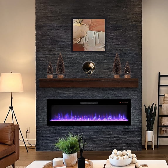 Mondawe 50 Inch Electric Fireplace, Recessed and Wall Mounted Fireplace