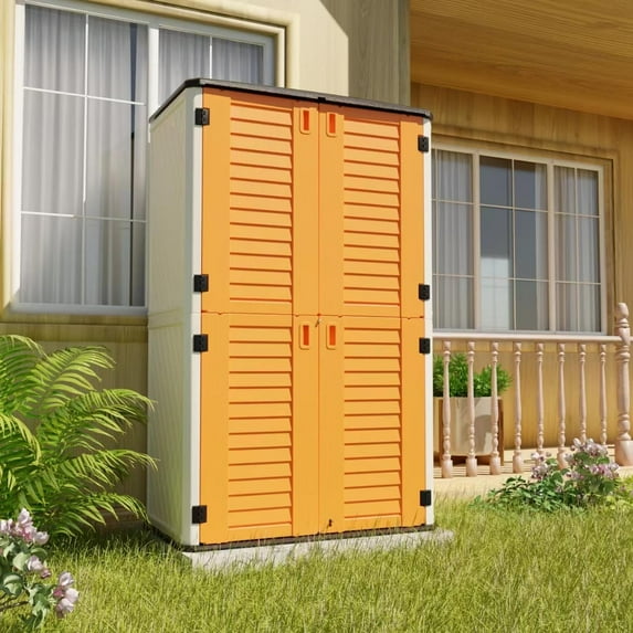 Mondawe 50 "W x 29" D x 79.53"H Outdoor Storage Shed with Sliding Door ,Double Cabinet