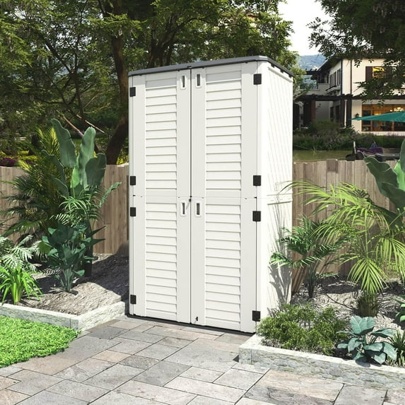 Mondawe 50 "W x 29" D x 79.53"H Outdoor Storage Shed with Sliding Door ,Double Cabinet