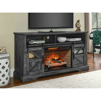 Mondawe 60 Inch Electric Fireplace Entertainment Center With Door Sensor-Dark Rustic Oak