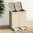 thumbnail image 1 of Mondawe 62 GAL Outdoor Resin Trash Bins with Dual Compartment,Lid and Drip Tray, 1 of 9