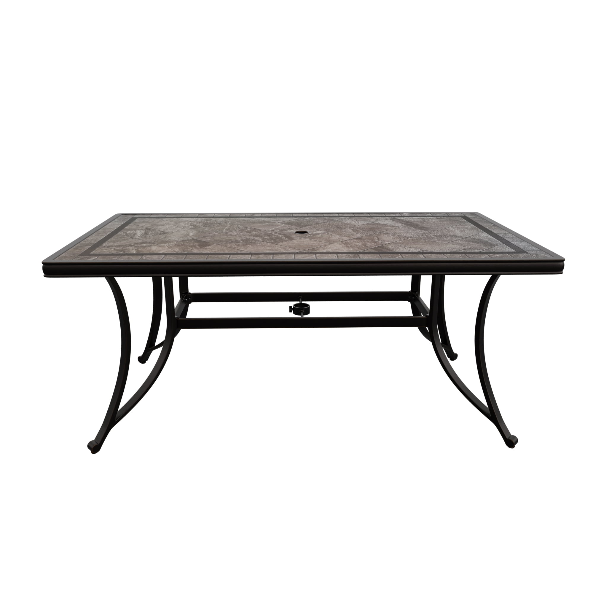 "Mondawe 66""x36"" PorcelainTop Aluminum Outdoor Dining Table, Patio