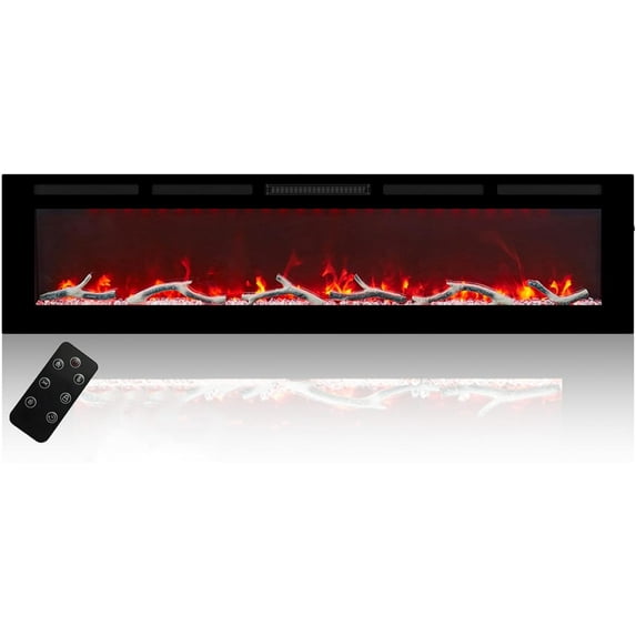 Mondawe 72 Inch Electric Fireplace Recessed and Wall Mounted, LED Linear Fireplace with Remote Control Ultra-Thin and Low Noise 1500W Adjustable 6 Flame Options, Timer