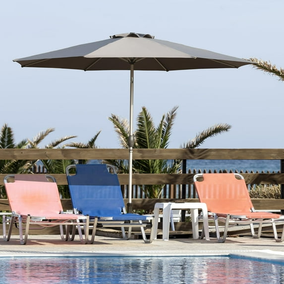 Mondawe 9FT Patio Umbrella, Outdoor Table Umbrella with Push Button Tilt and Crank, UV Protection Waterproof Market Sun Umbrella with 8 Sturdy Ribs for Garden, Deck, Backyard, Pool (Gray)