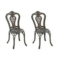 thumbnail image 1 of Mondawe Cast Aluminum Bistro Chairs Set of 2, All-Weather Aluminum Patio Dining Chair with Adjustable Feet for Balcony, Backyard, Deck, Garden, Bronze, 1 of 11