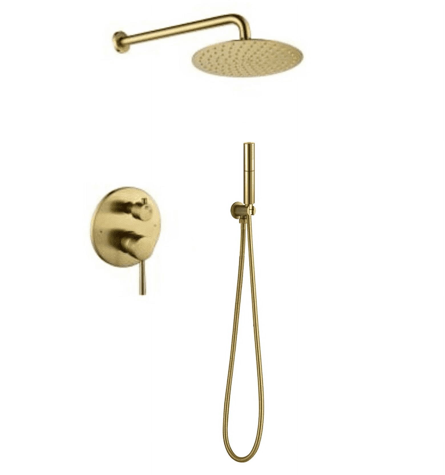 Brushed Gold Dual-Function Rain Shower System with Handheld
