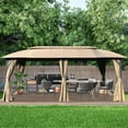 thumbnail image 1 of Mondawe Gazebo 10x20FT, Outdoor Gazebo with Double Roofs, Privacy Curtains, Mosquito Nettings, Heavy Duty Metal Frame Party Tent Canopy for Patio, Backyard, Deck, Lawn, Brown, 1 of 9