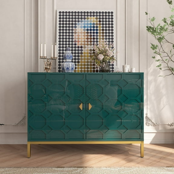 Mondawe Green Accent Cabinet, Entryway Storage Cabinet Furniture, Modern Buffet Sideboard with 2 Doors for Entryway Hallway Living Room