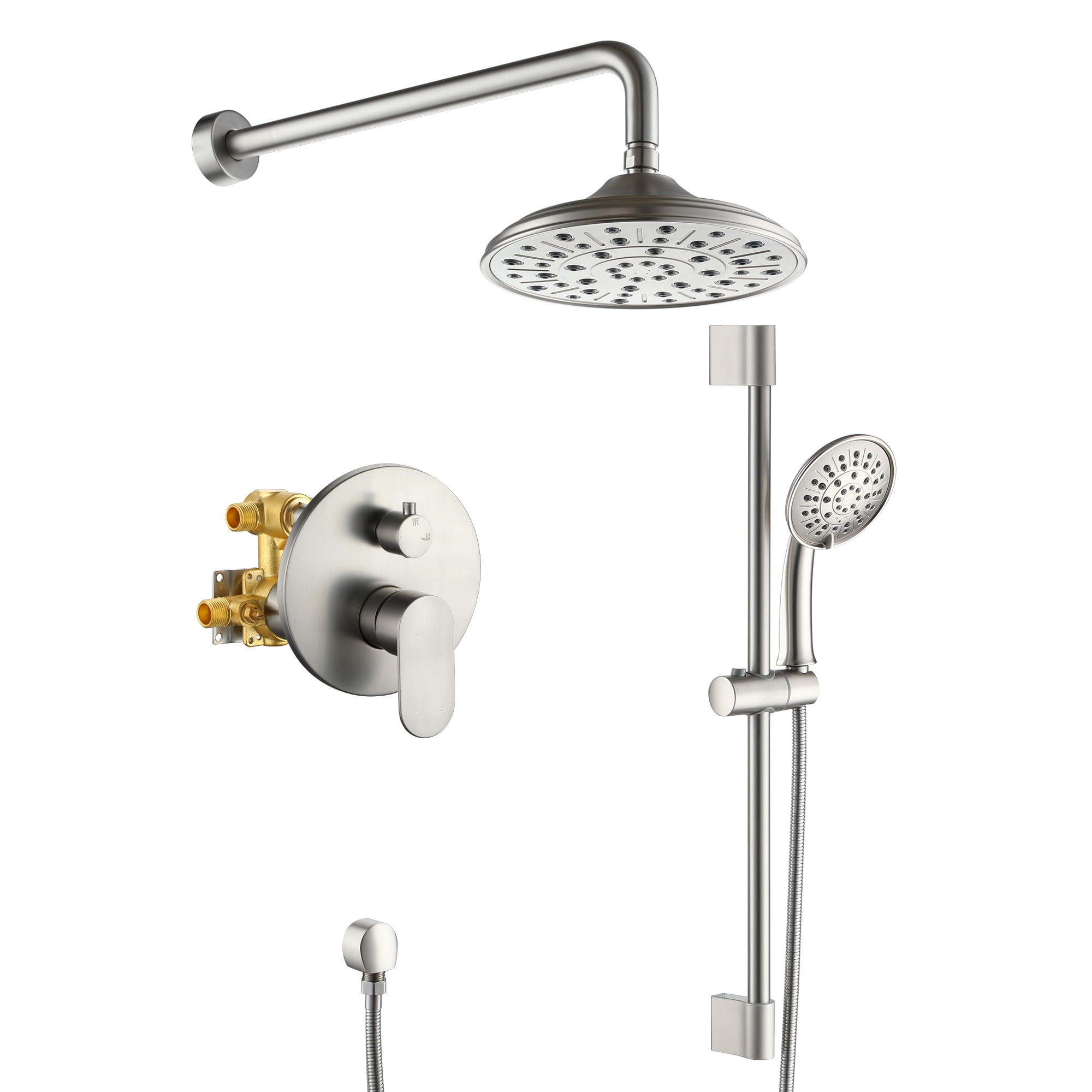 Brushed Nickel Adjustable Multi-Head Rain Shower System