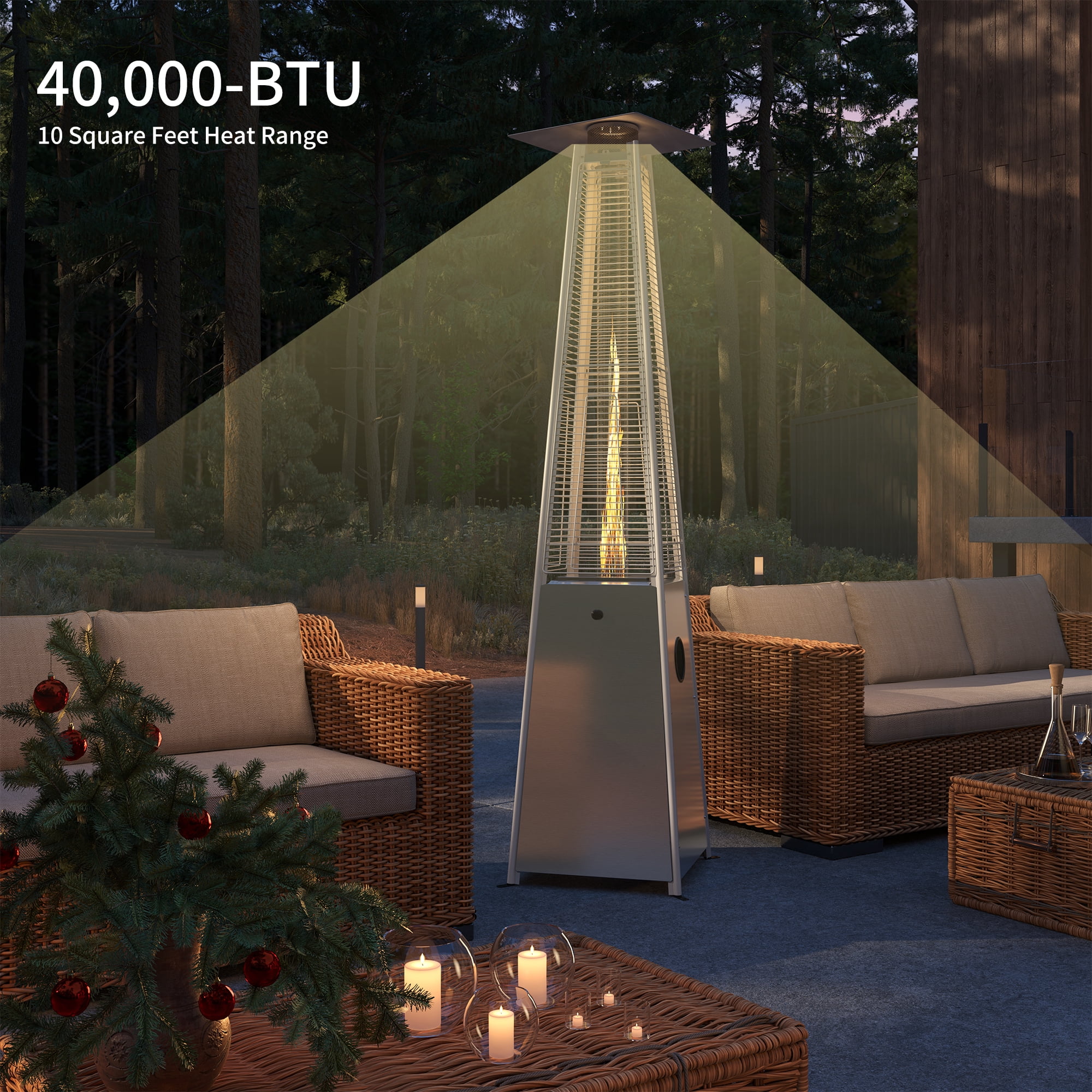 Mondawe Propane Patio Heaters 40,000 BTU Pyramid Outdoor Space Heater
