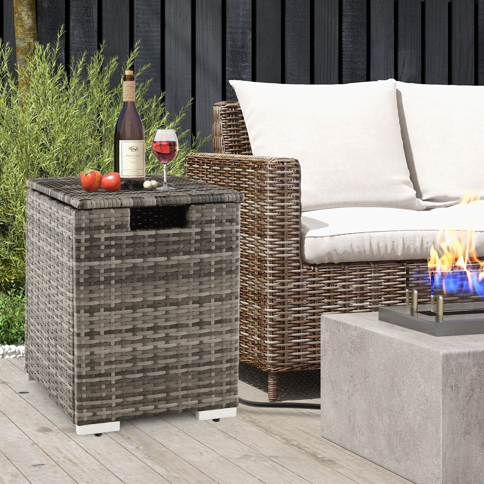 Mondawe Rattan Propane Tank Cover & Side Table for 20 lb Tank – Durable ...