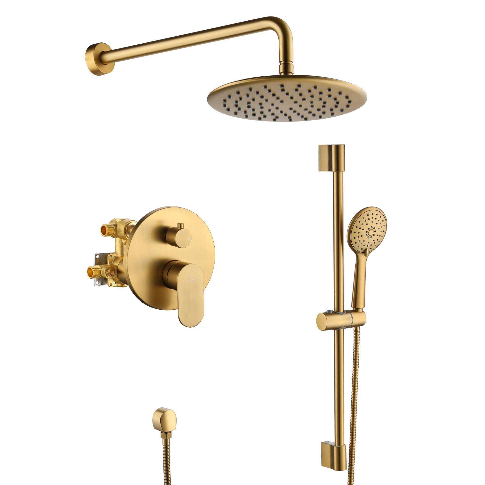 Brushed Gold Dual Shower System with Adjustable Handheld