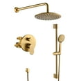 thumbnail image 1 of Retro Series 9 in. Rain Wall Mount Dual Shower Heads with 1.8 GPM without Tub Spout - Brushed Gold, 1 of 5