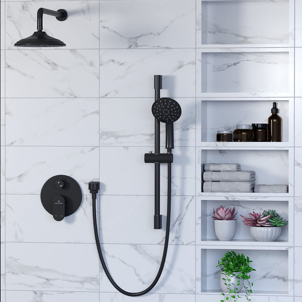 Matte Black Adjustable Multi-Head Rain Shower System with Handheld