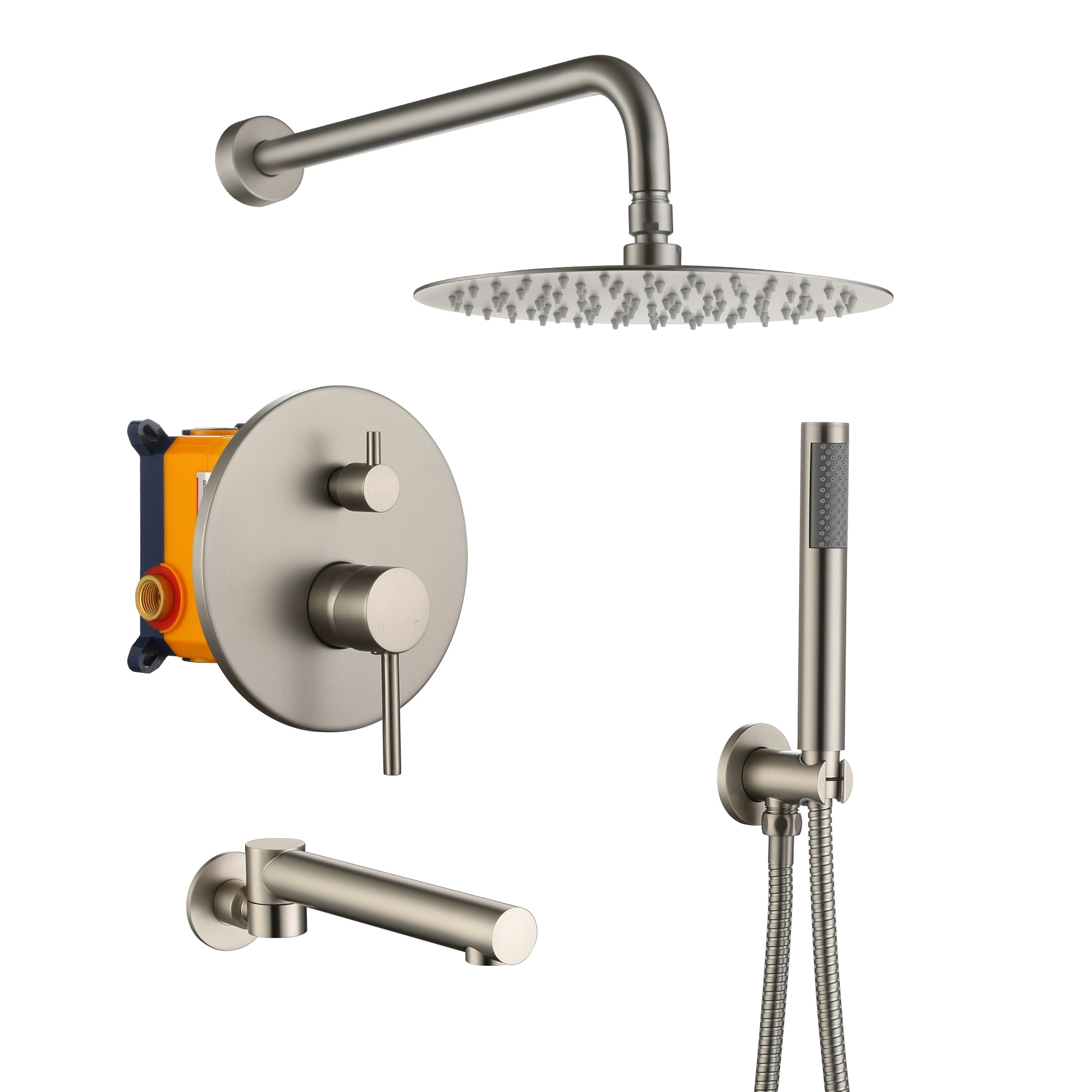 Brushed Nickel Dual Function Rain Shower System with Handheld