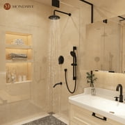 Mondawe Shower System with Pressure Balance Valve, Tub Shower Faucet Set with High-Pressure Rain Shower Head and Tub Spout