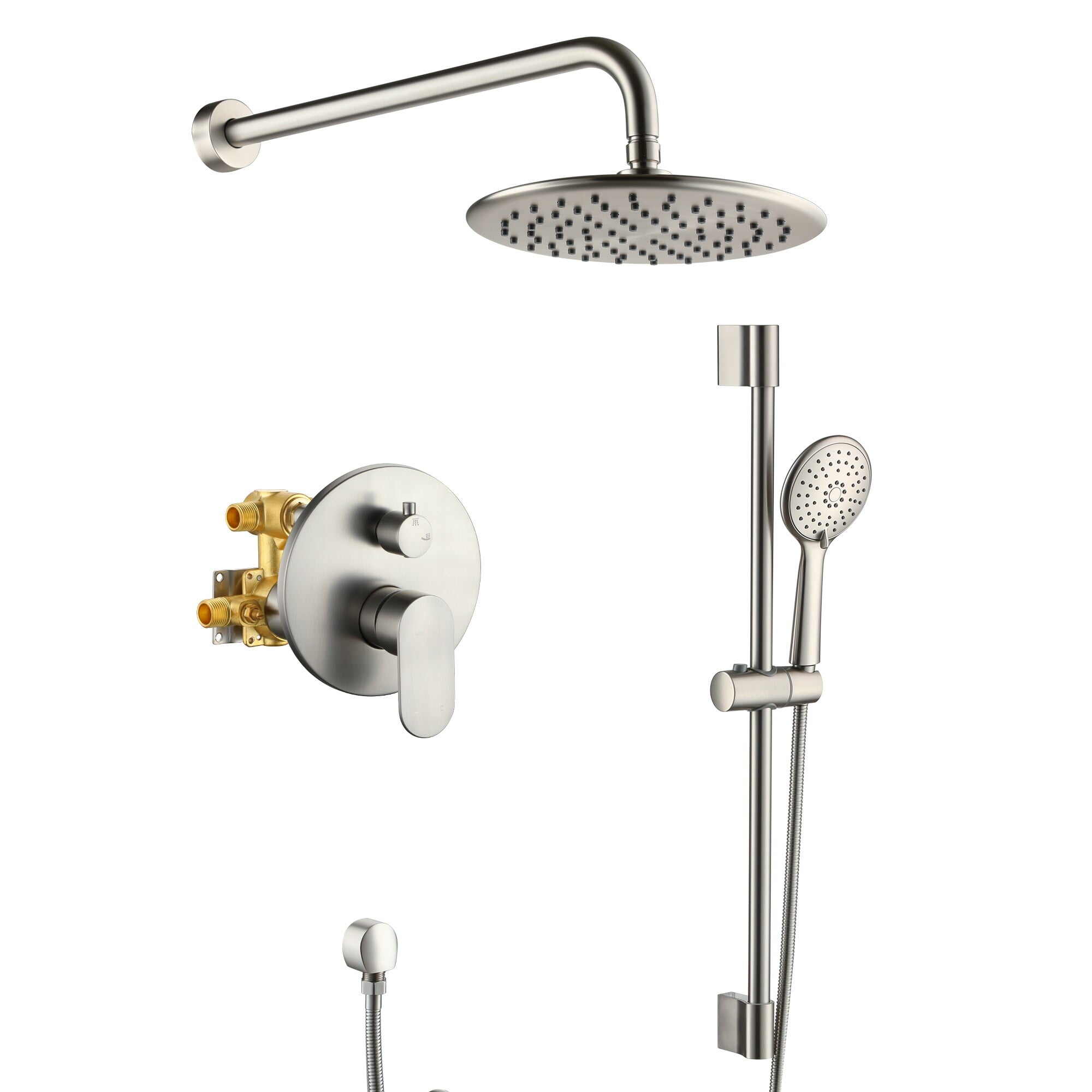 Brushed Nickel Adjustable Height Rainfall Shower System with Handheld