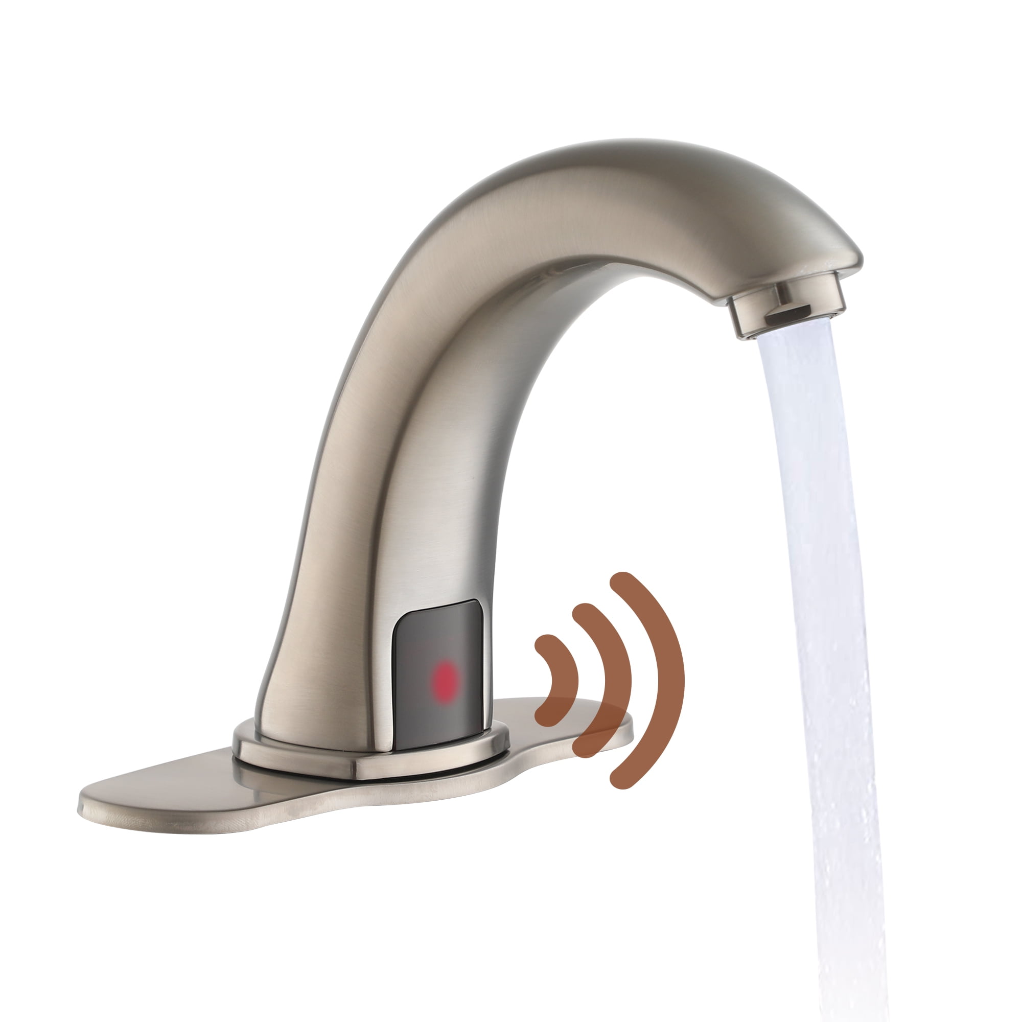 Mondawe Touchless Sensor Basin Faucet, Brushed Nickel, Adjustable Water ...