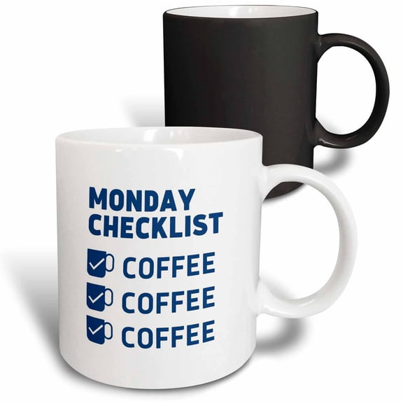 3drose, Monday Check List Coffee, 11oz Magic Transforming Mug